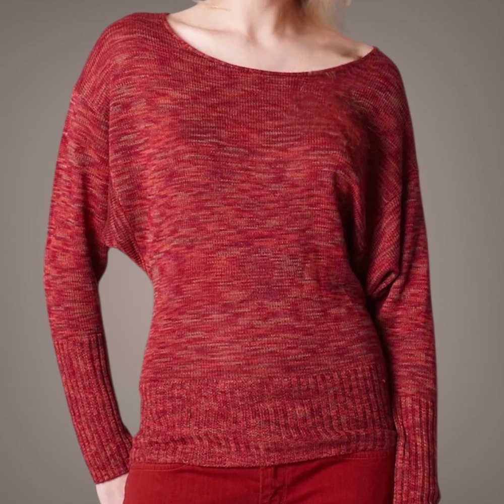 Women's Lucky Brand Sparrow Space Dye Sweater, Red, Size Large. - Picture 3 of 8